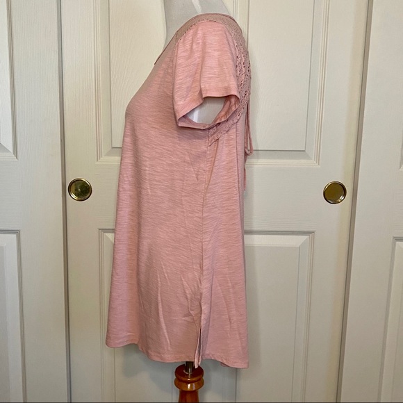 Shyanne Pink Top With Ruched Lace Back Medium - Picture 4 of 7